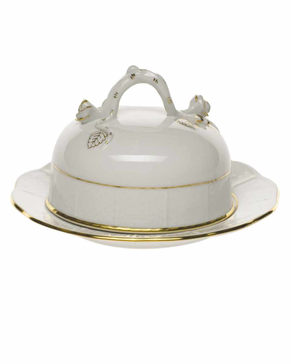 Golden Edge Covered Butter Dish