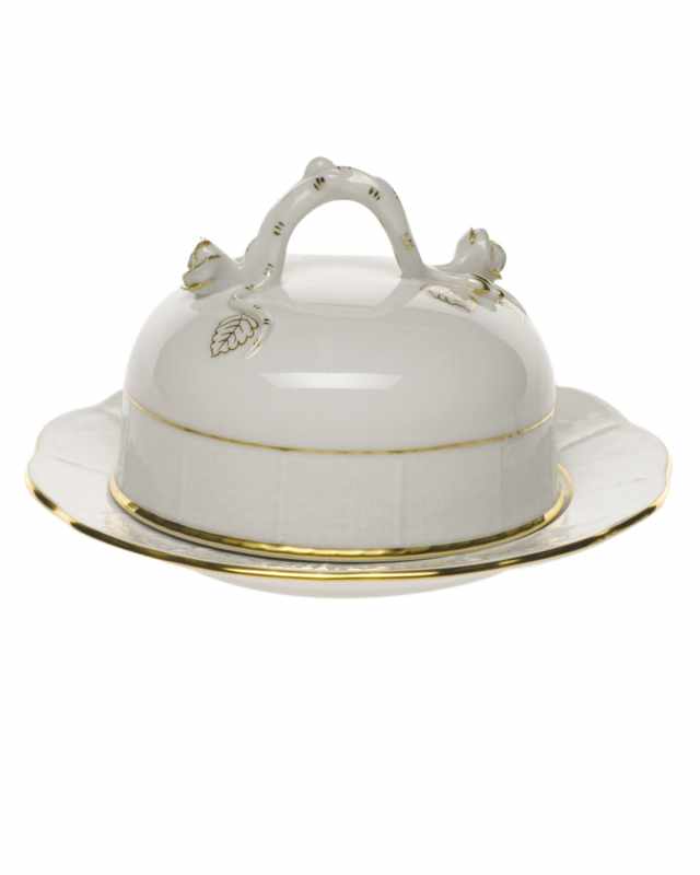 Golden Edge Covered Butter Dish