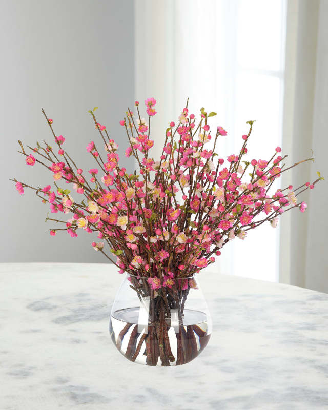 Cherry Blossoms 30" Faux Floral Arrangement in a Glass Vase