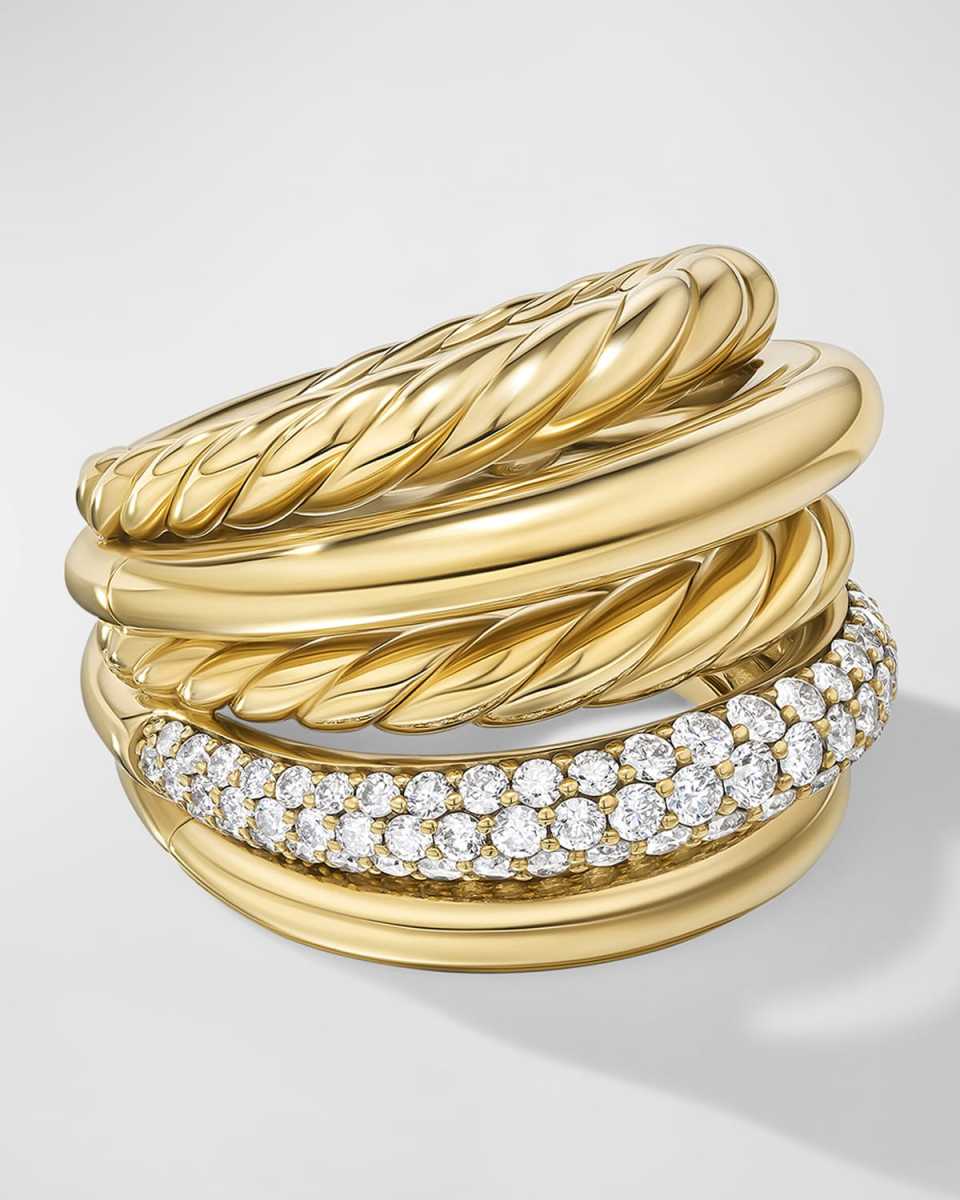 DY Mercer Ring with Diamonds in 18K Gold, 21mm
