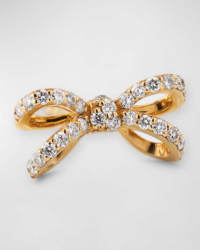 Small Pavé Double Bow Stud Earrings