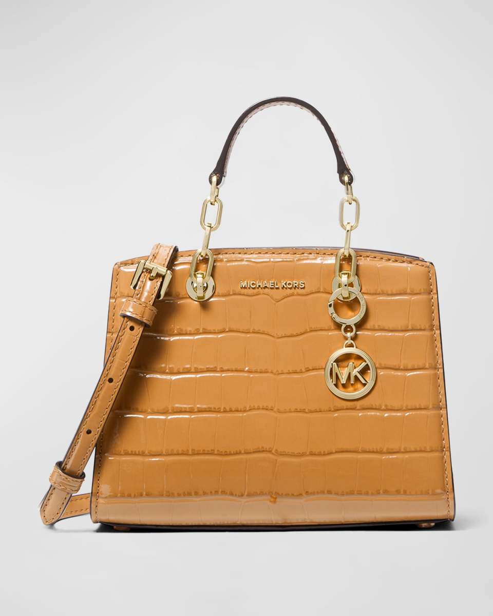 Cynthia XS Croc-Embossed Crossbody Bag