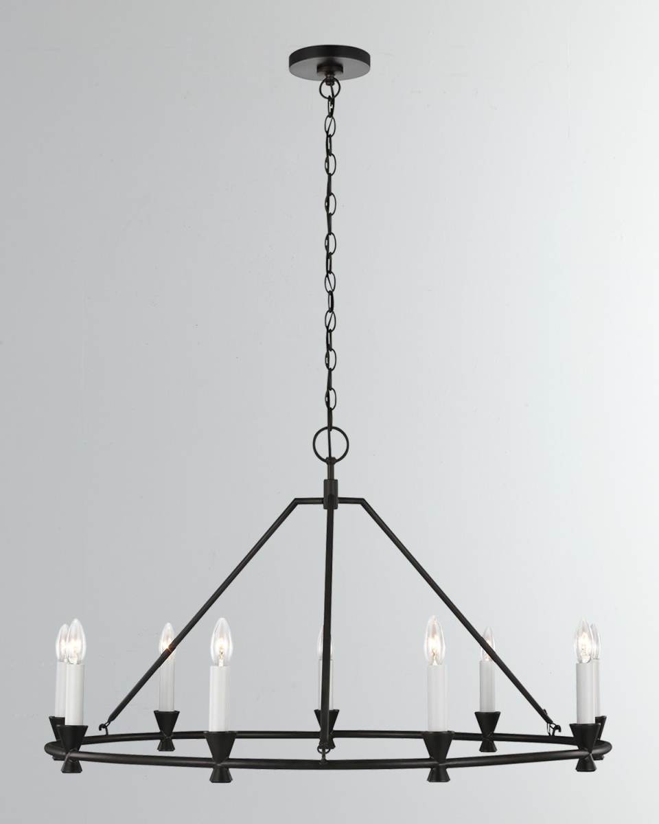 9 - Light Chandelier Keystone Aged Iron By Chapman & Myers