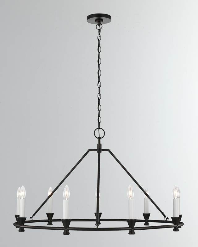 9 - Light Chandelier Keystone Aged Iron By Chapman & Myers