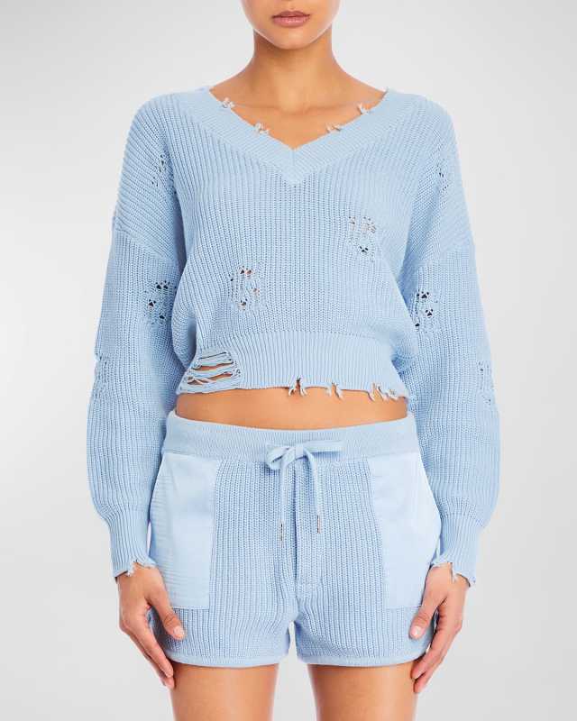Syd Distressed Cotton Knit Sweat