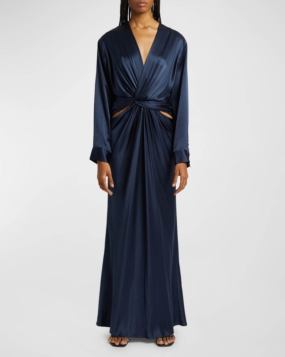 Triquetra Twist Silk Maxi Dress