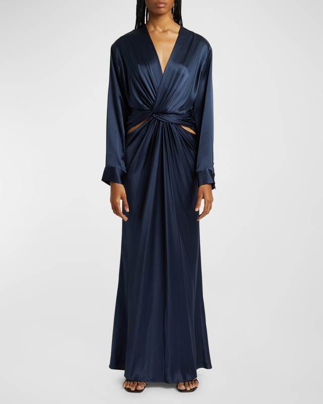 Triquetra Twist Silk Maxi Dress
