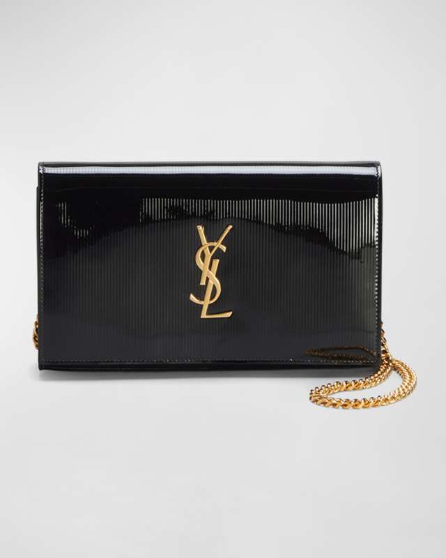 Kate Medium YSL Wallet on Chain in Ribbed Leather