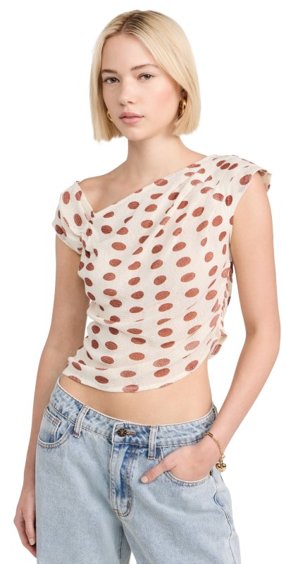 Free People Printed Luna Top Ivory Combo