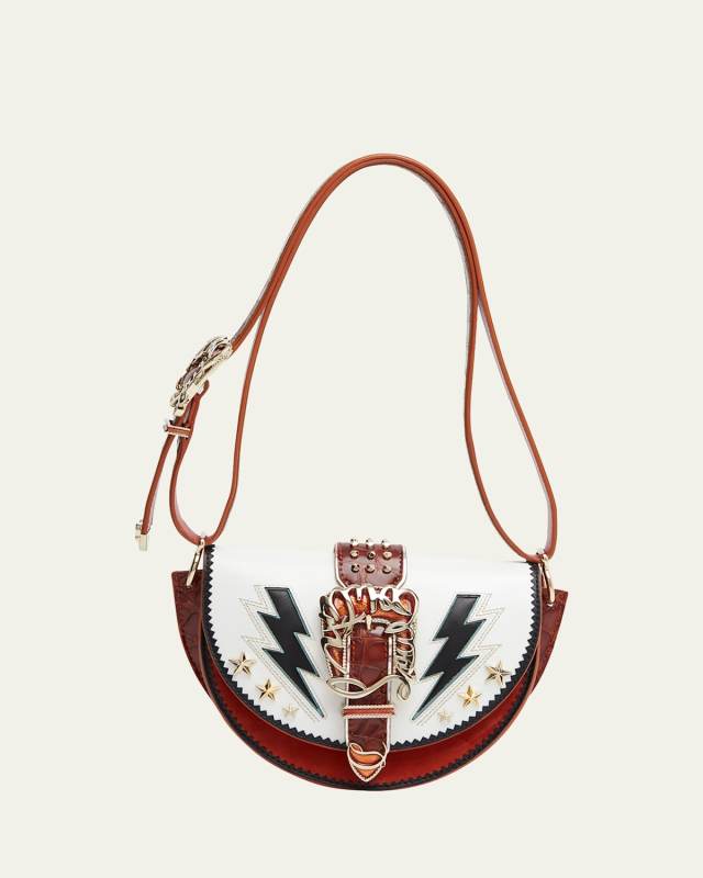 Giddy Buckle Mix Leather Crossbody Bag