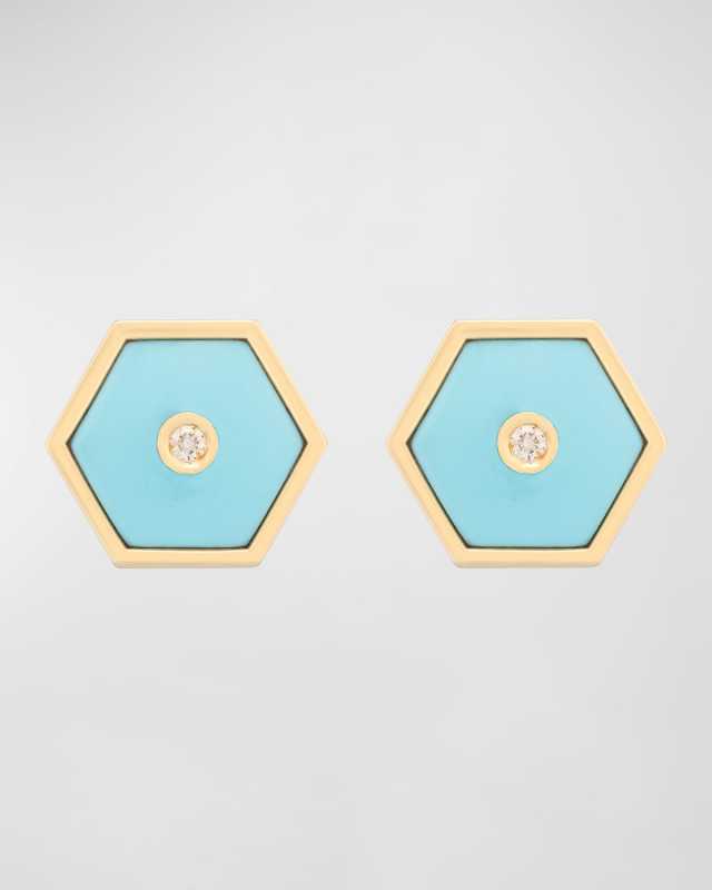 Baia Sommersa Turquoise and Diamond Stud Earrings