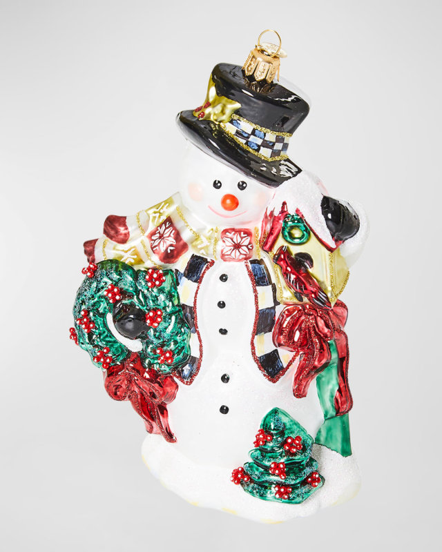 Cozy Christmas Snowman Glass Ornament