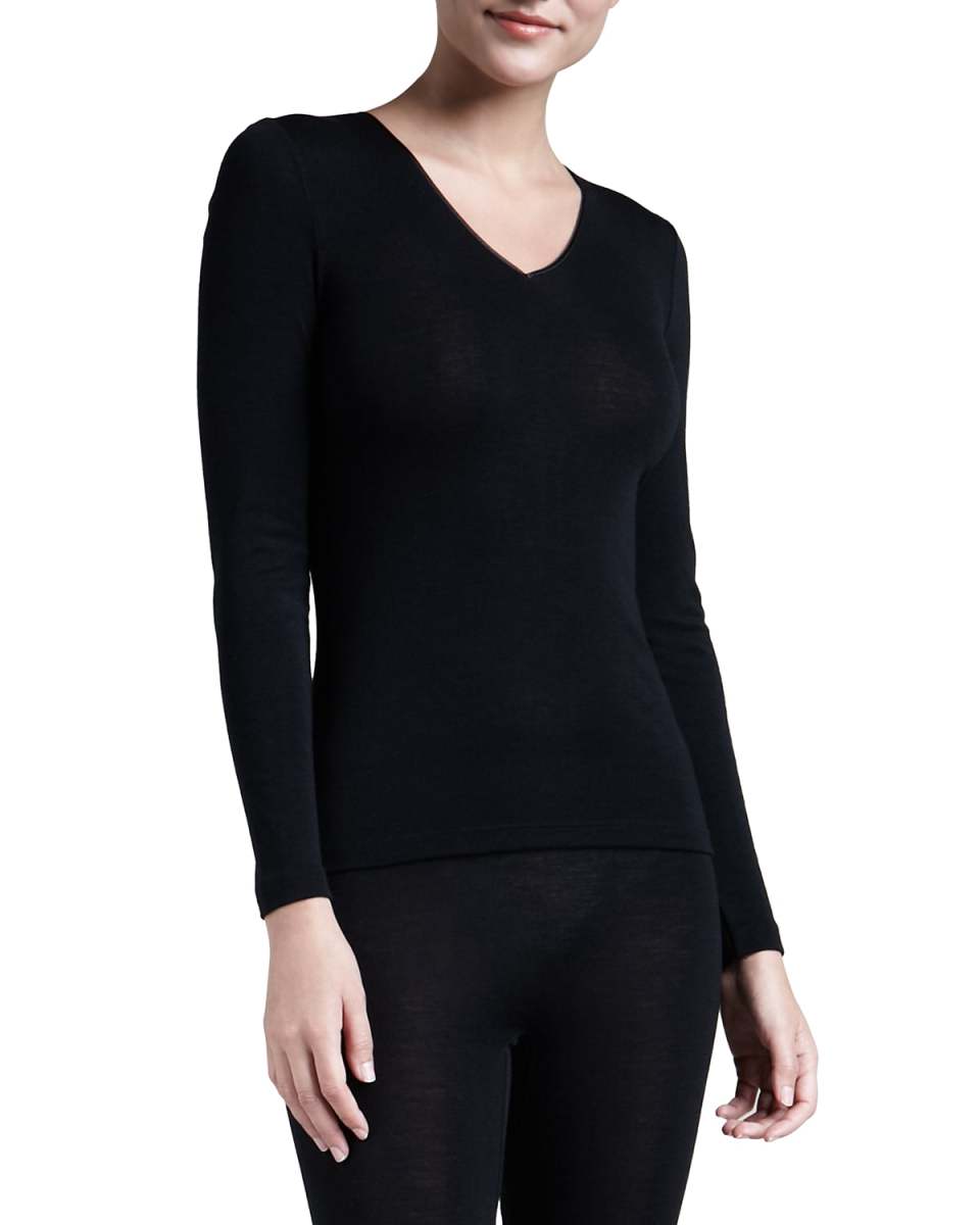 Wool & Silk Blend V-Neck Top