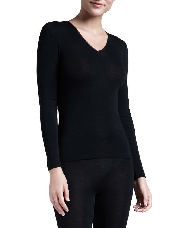 Wool & Silk Blend V-Neck Top