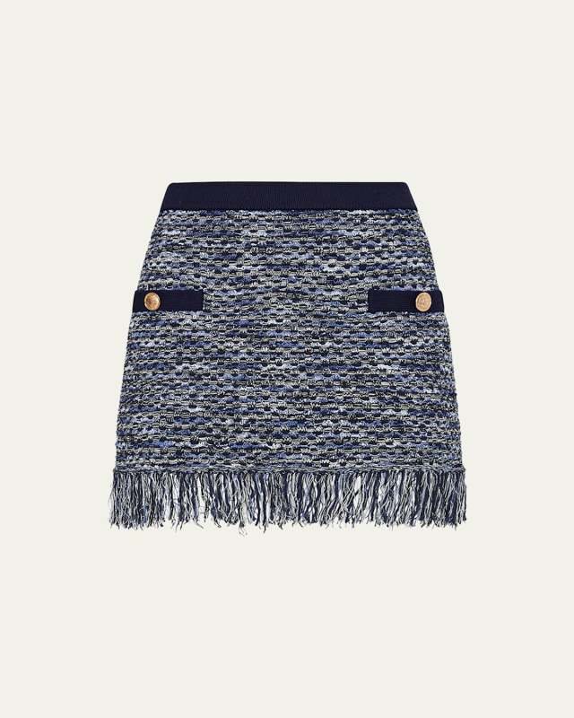 Kali Fringe-Trim Knit Mini Skirt