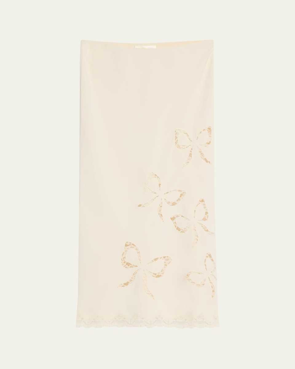 Darion Scallop Lace Bow Midi Skirt