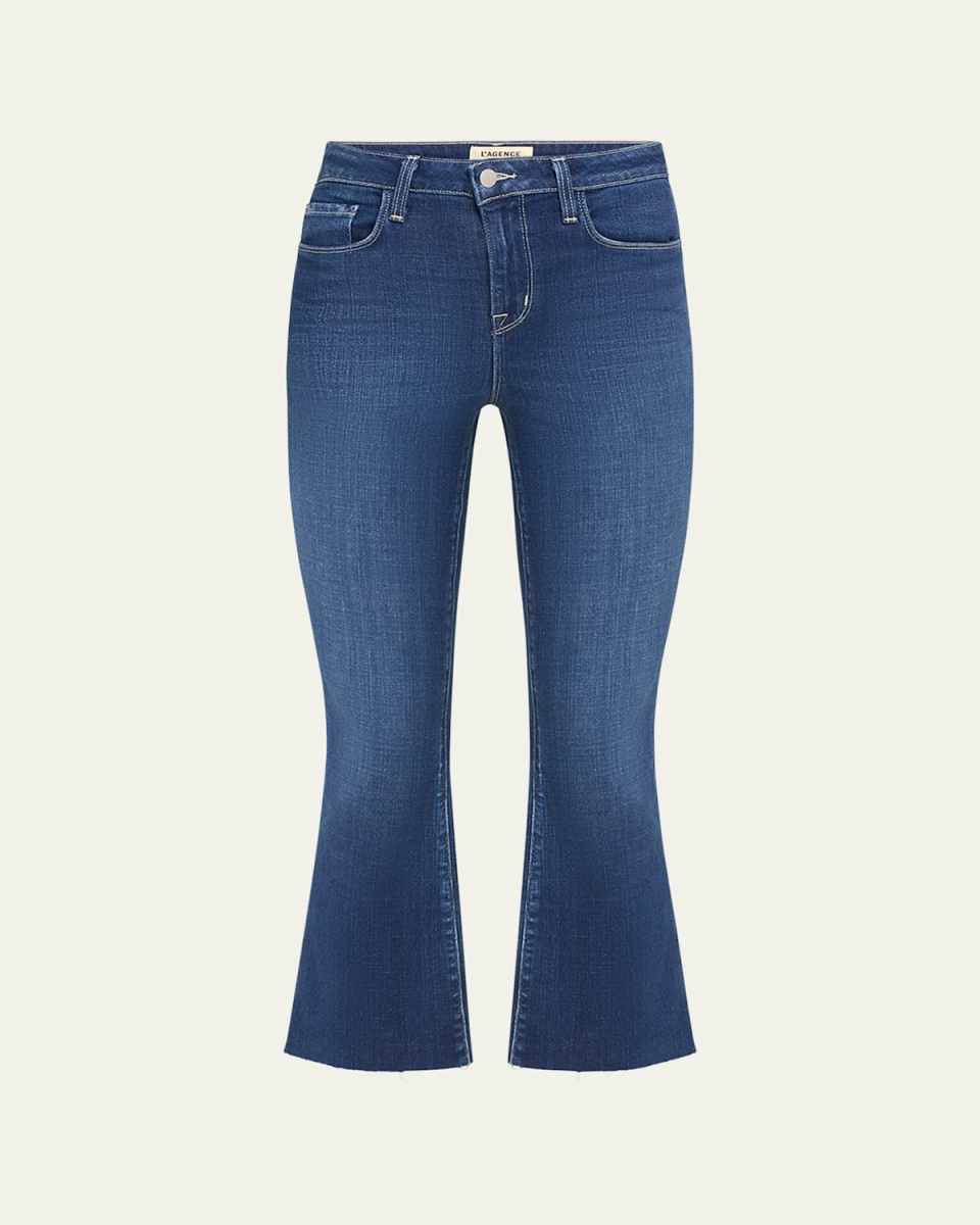 Kendra High-Rise Crop Flare Jeans with Raw Hem