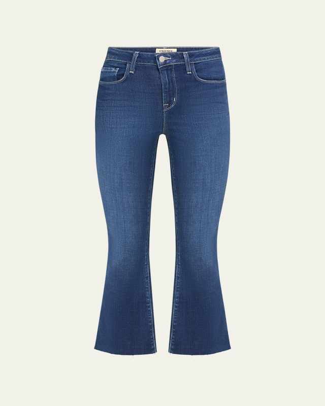 Kendra High-Rise Crop Flare Jeans with Raw Hem