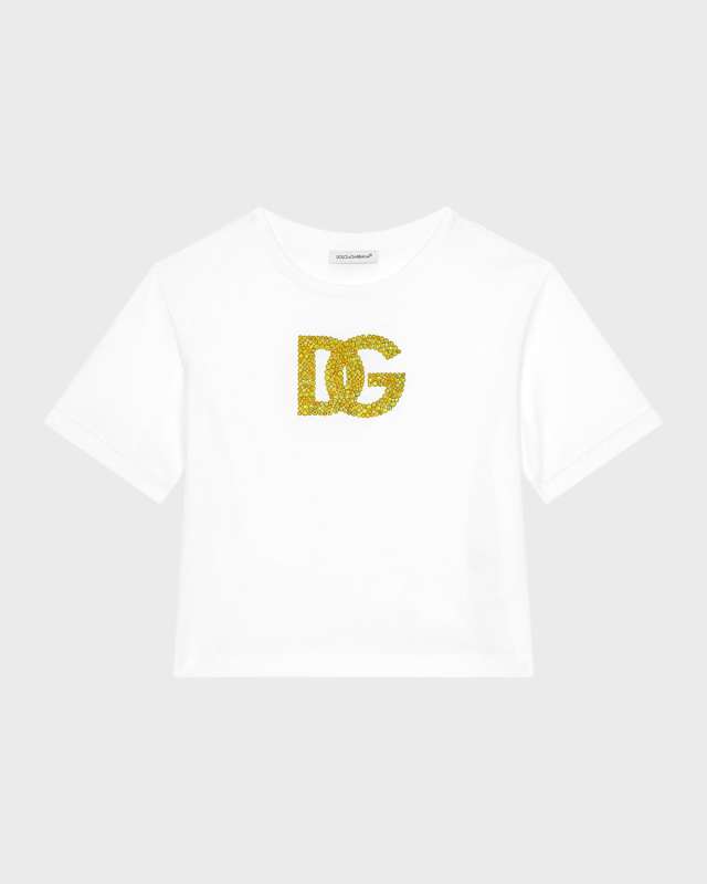 Girl's Embellished Interlocked Logo-Print T-Shirt, Size 8-