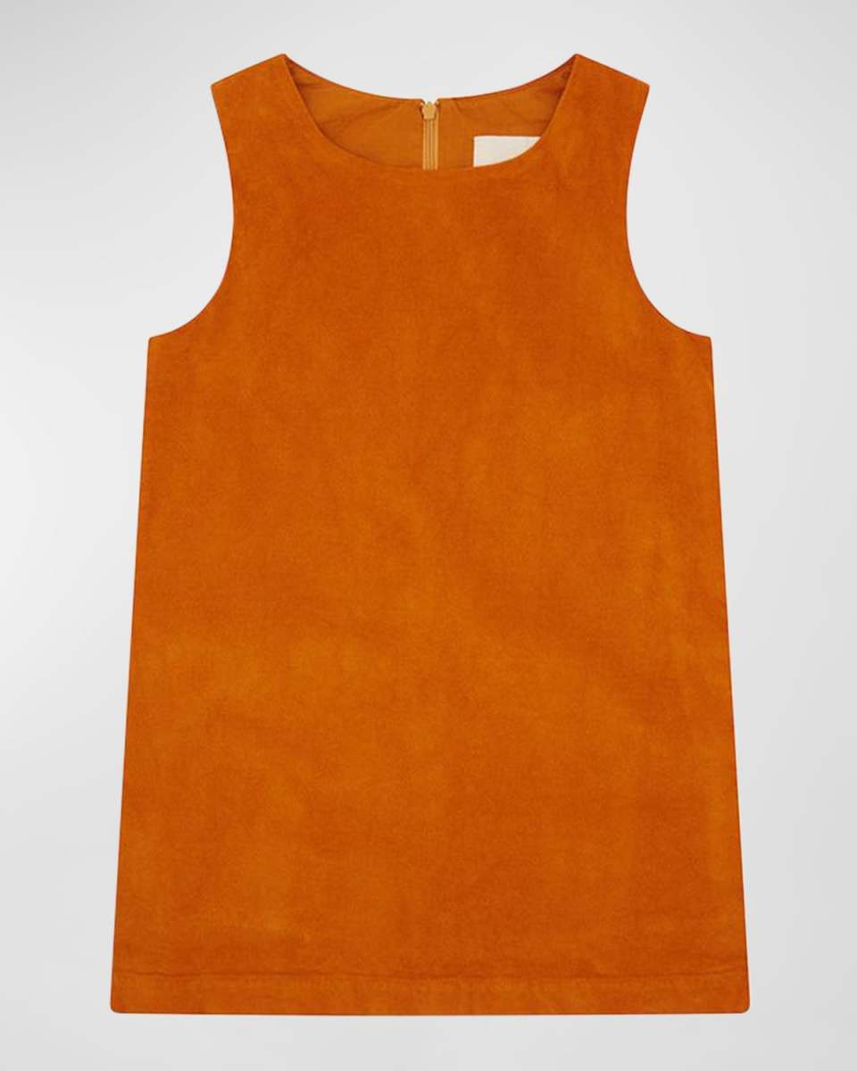 Girl's Sleeveless Organic Cotton Velvet Dress, Size Newborn-6