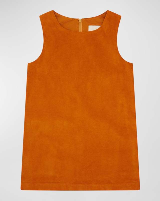 Girl's Sleeveless Organic Cotton Velvet Dress, Size Newborn-6