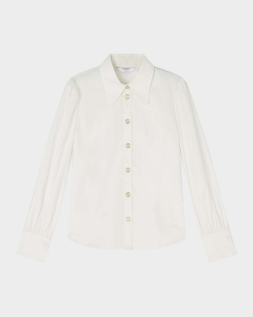Sonya Button-Down Cotton Sateen Blouse