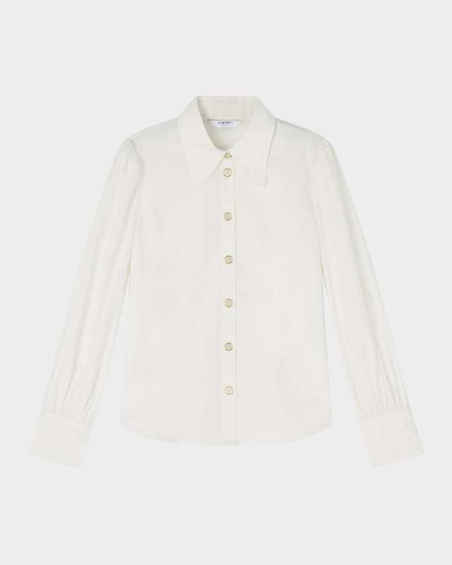 Sonya Button-Down Cotton Sateen Blouse