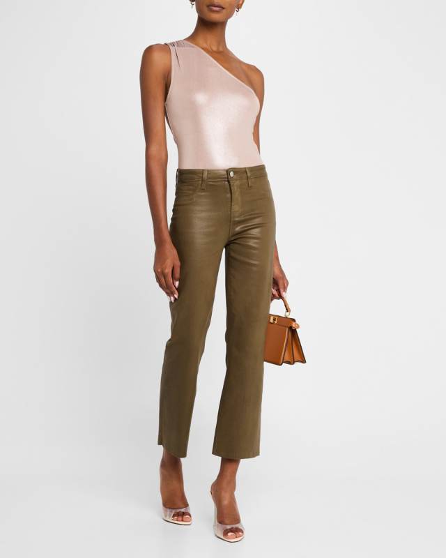 Kendra High-Rise Coated Crop Flare Jeans