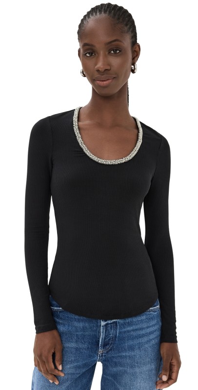 SIMKHAI Janay U-Neck Top Black