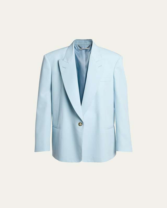 One-Button Oversized Wool Blazer