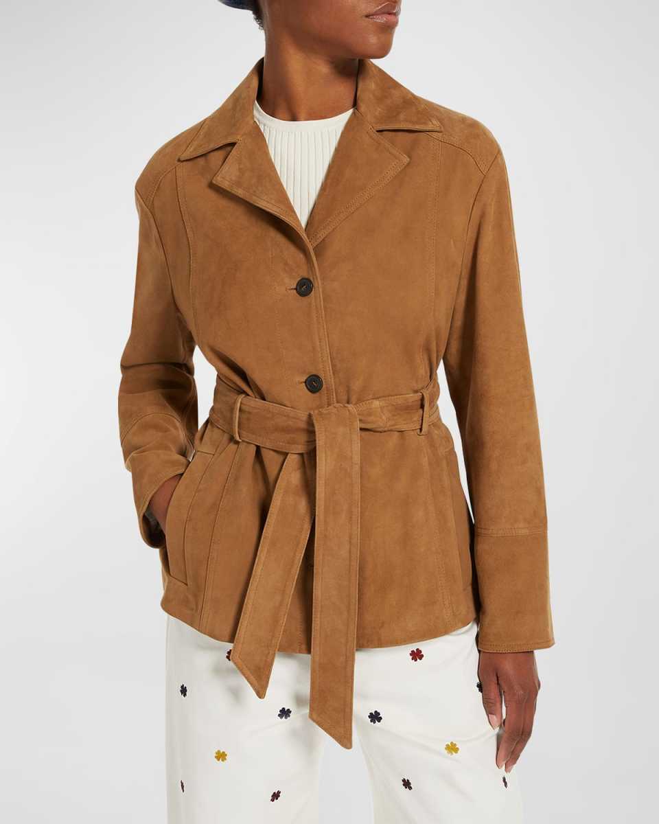 Artur Belted Button-Down Suede Jacket