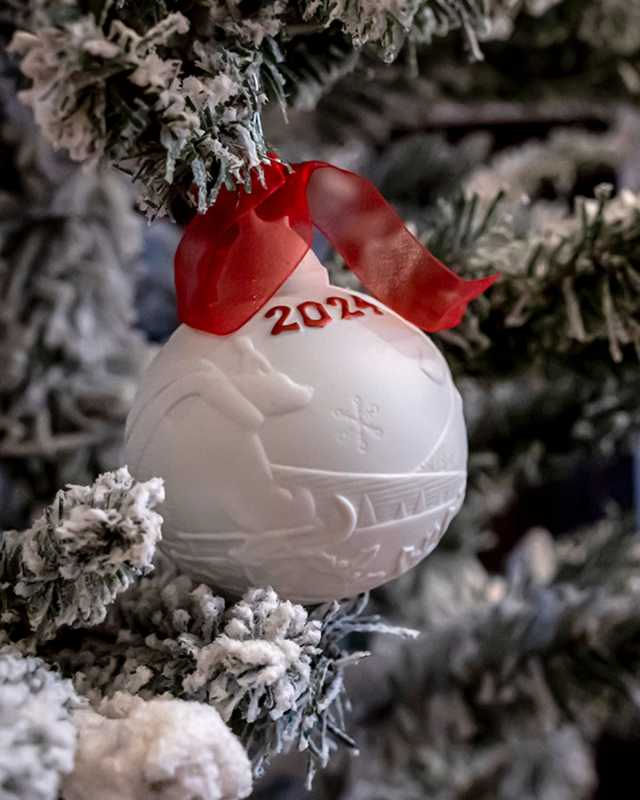 2024 Christmas Ball Ornament With Red Ribbon