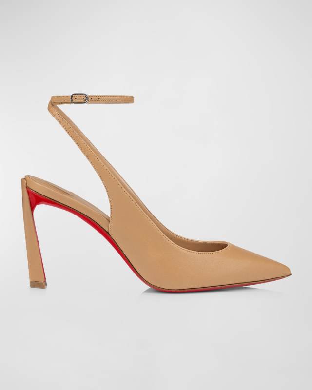 Condora Leather Red Sole Ankle-Strap Pumps