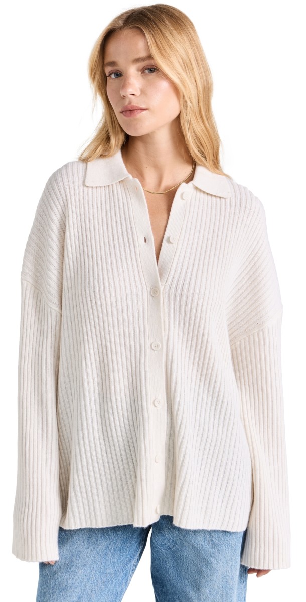 Reformation Fantino Cashmere Collared Cardigan Gossamer