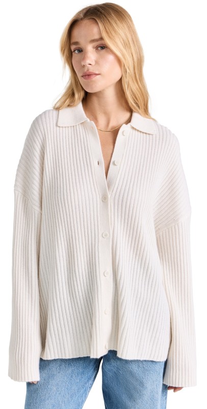 Reformation Fantino Cashmere Collared Cardigan Gossamer
