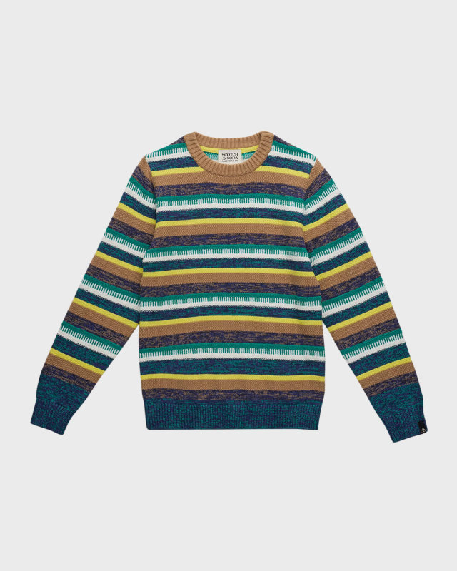 Boy's Multicolor Striped Pullover Sweater, Size 4-12