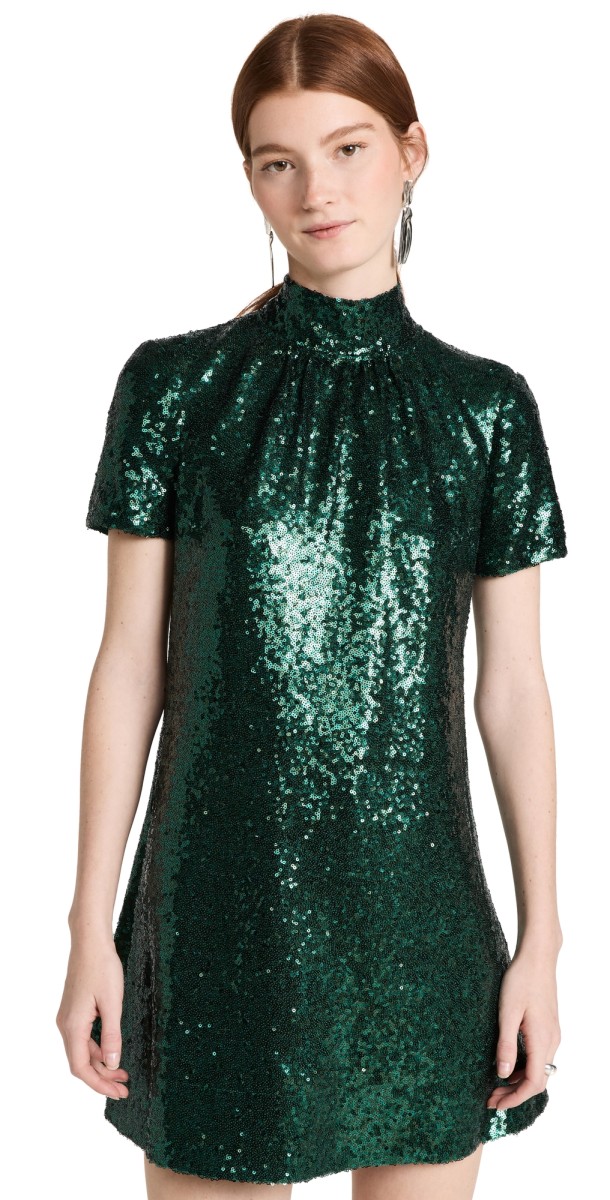 STAUD Mini Ilana Dress Emerald