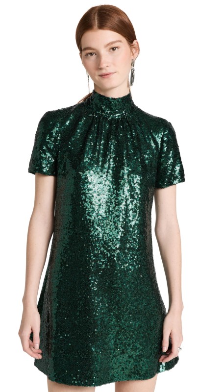 STAUD Mini Ilana Dress Emerald