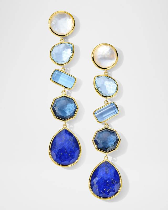 Rock Candy Large 5-Stone Mare Linear Post Earrings in 18K Gold