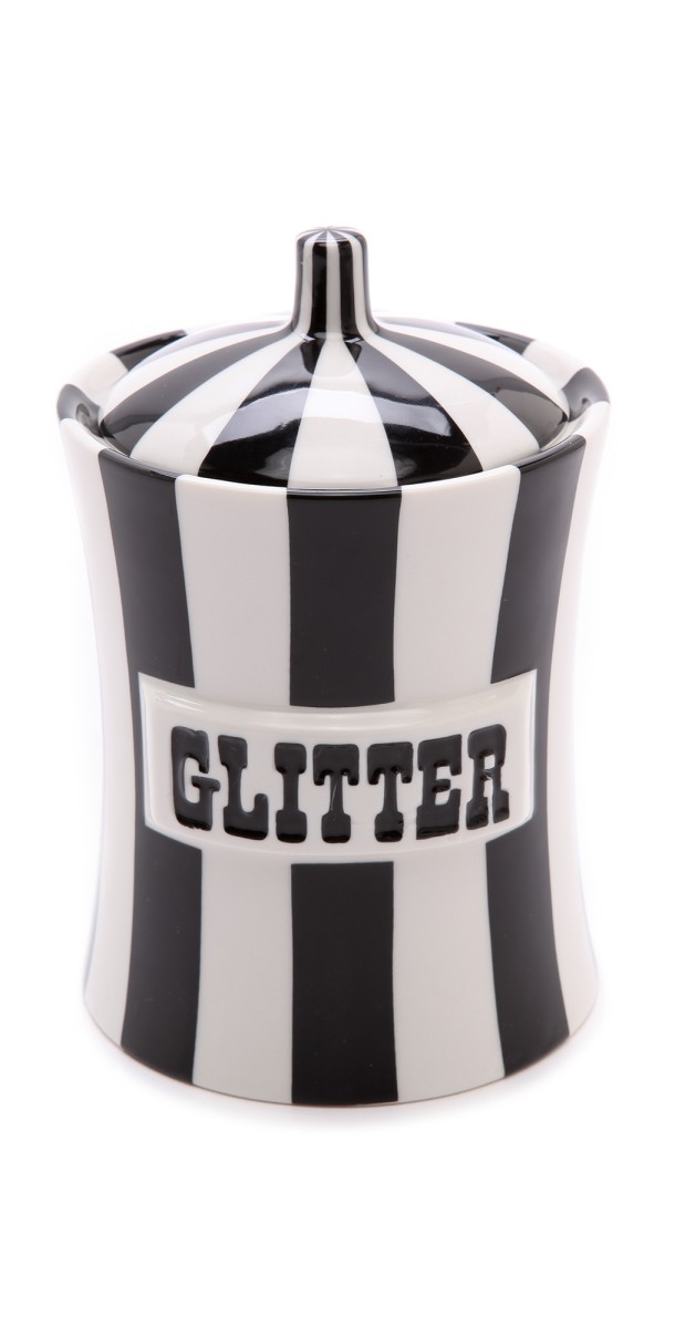 Jonathan Adler Glitter Canister Black/White One Size
