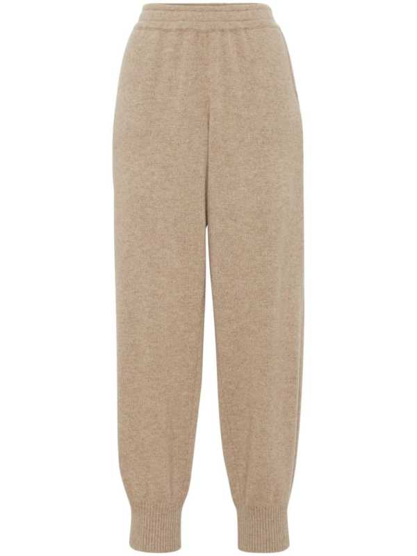 knitted tapered cashmere trousers