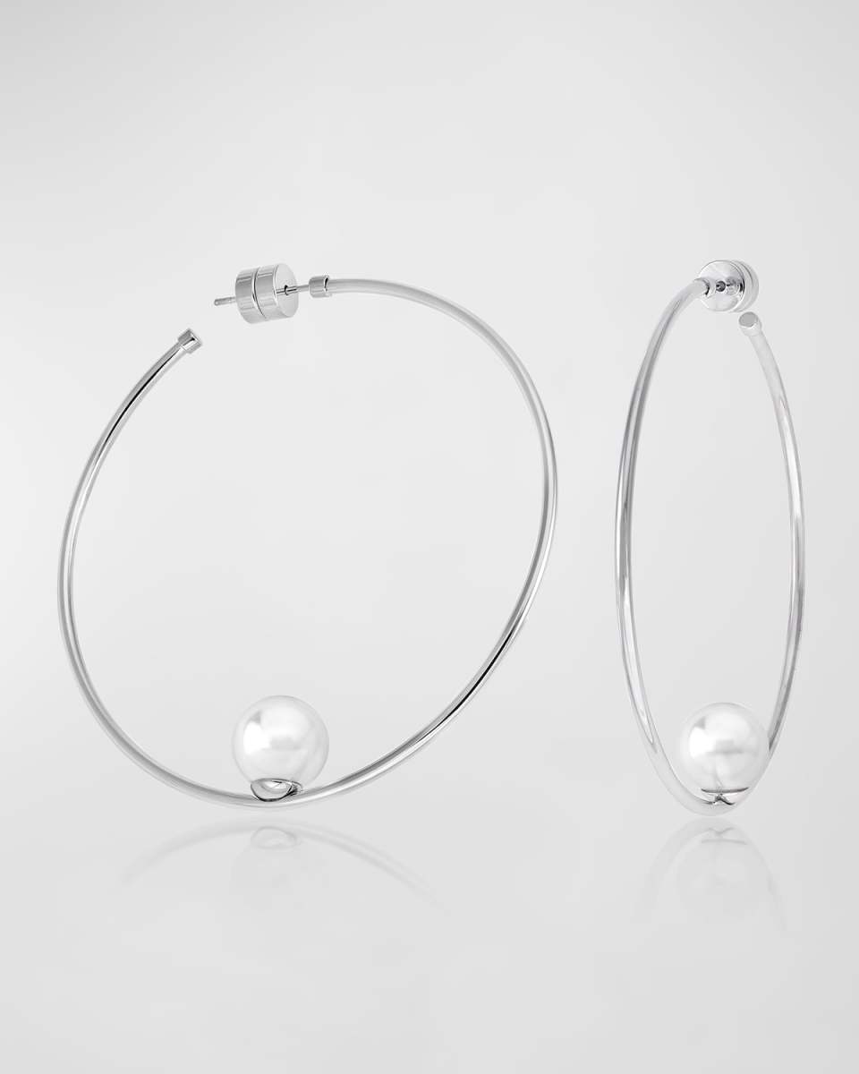 Marianela Floating Pearl Hoop Earrings