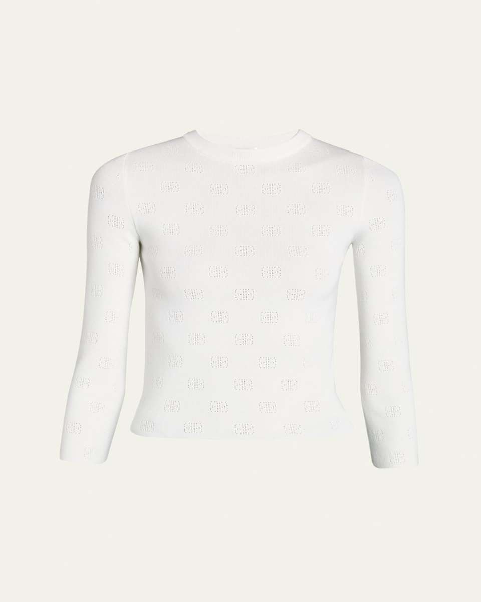 Logo Open-Knit Cropped Sweater