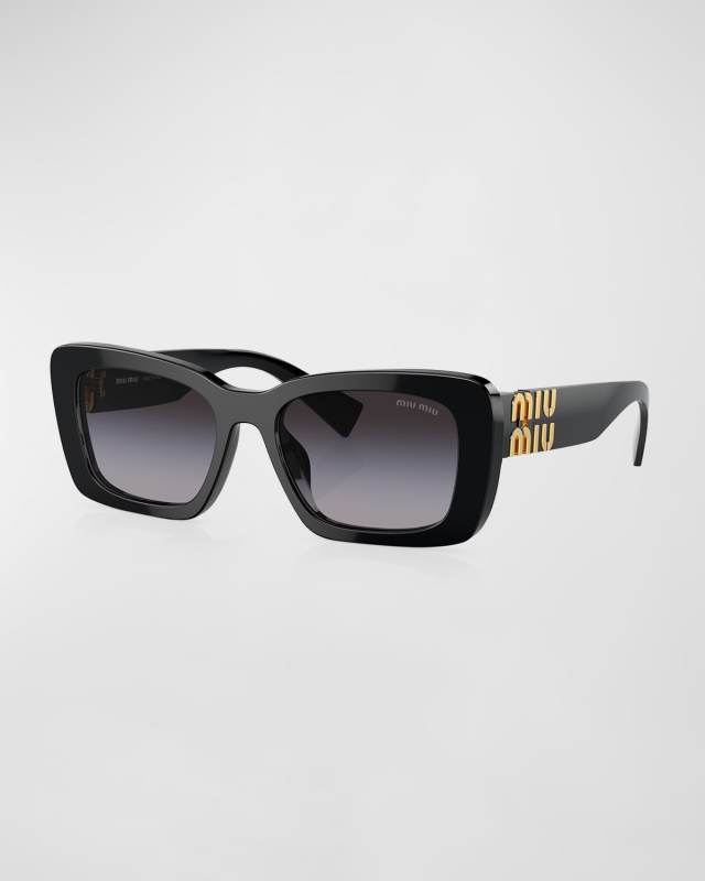 MU 07YS Gradient Logo Acetate Rectangle Sunglasses
