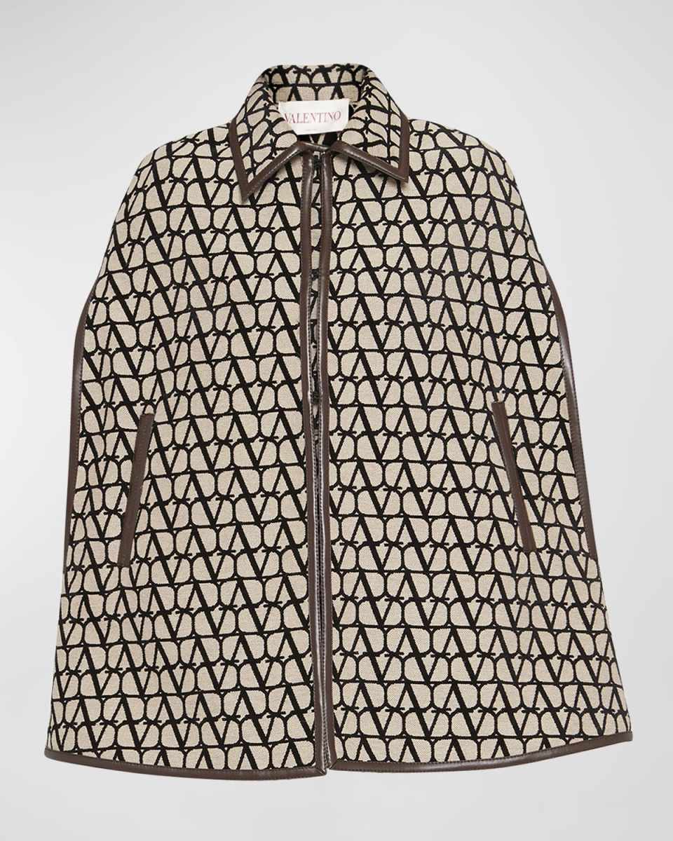 Jacquard Logo Cape Coat