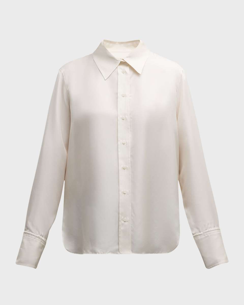 Button-Down Silk Twill Blous
