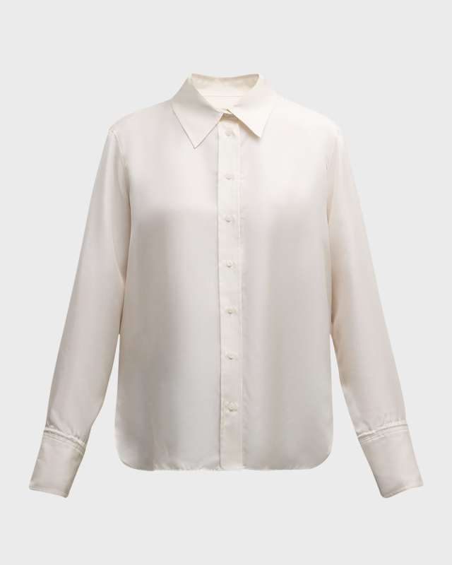 Button-Down Silk Twill Blous