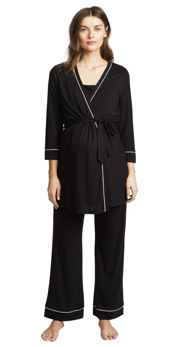 Cosabella Let Me Sleep Maternity 3 Piece Set Black/Ivory