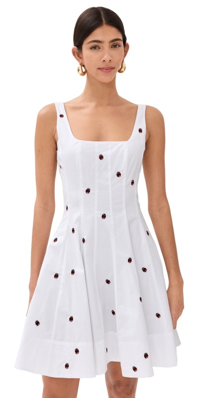 STAUD Mini Wells Dress Ladybugs