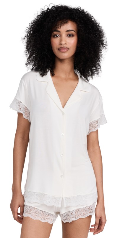 Eberjey Malou Lace Shorts PJ Set Ivory